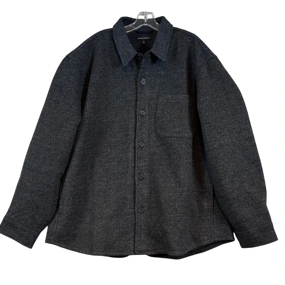 Banana Republic Mens XL Charcoal‎ Gray Twill Button Front Shirt Jacket Shacket